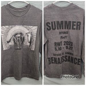 Beyonce Renaissance World Tour 2023 Tee Shirt Size M Grey L/S Concert Merch